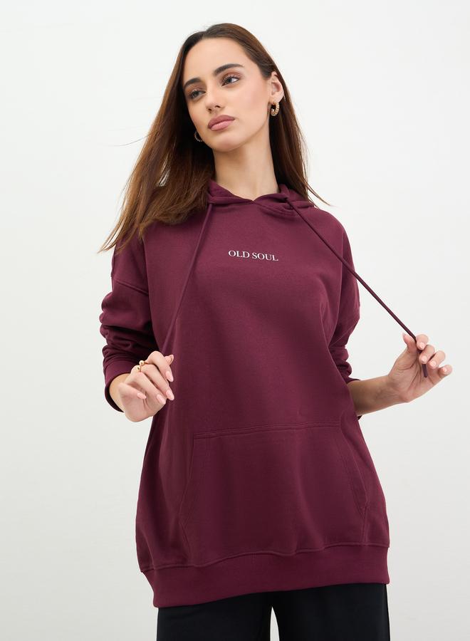 ستايلي هودي طويل مطبع بطبعة جرافيك - Image 1