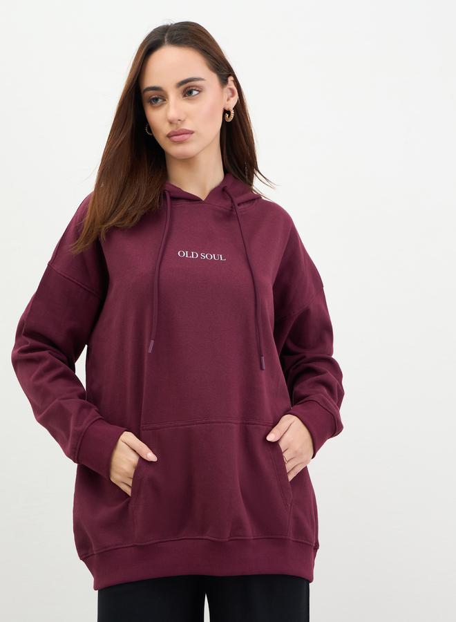 ستايلي هودي طويل مطبع بطبعة جرافيك - Image 3