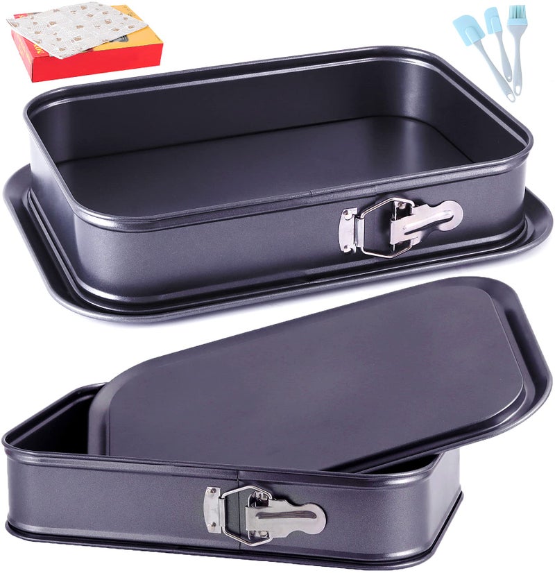 Kenond Large Springform Cake Pan, 14 x 11-Inch Rectangle Cheesecake Pan, Tiramisu Bakeware with 50Pcs Wax Paper, 3Pcs Spatula Set, Non-Stick Baking Pan Mold Leakproof - Image 1