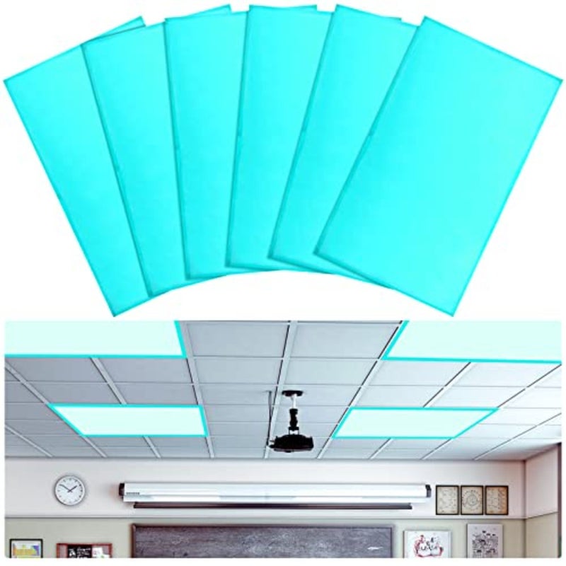 6 Packs Magnetic Fluorescent Light Covers Filters Calming Ceiling Light Covers Decor for Ceiling Lights Classroom Office School Blue - Image 1