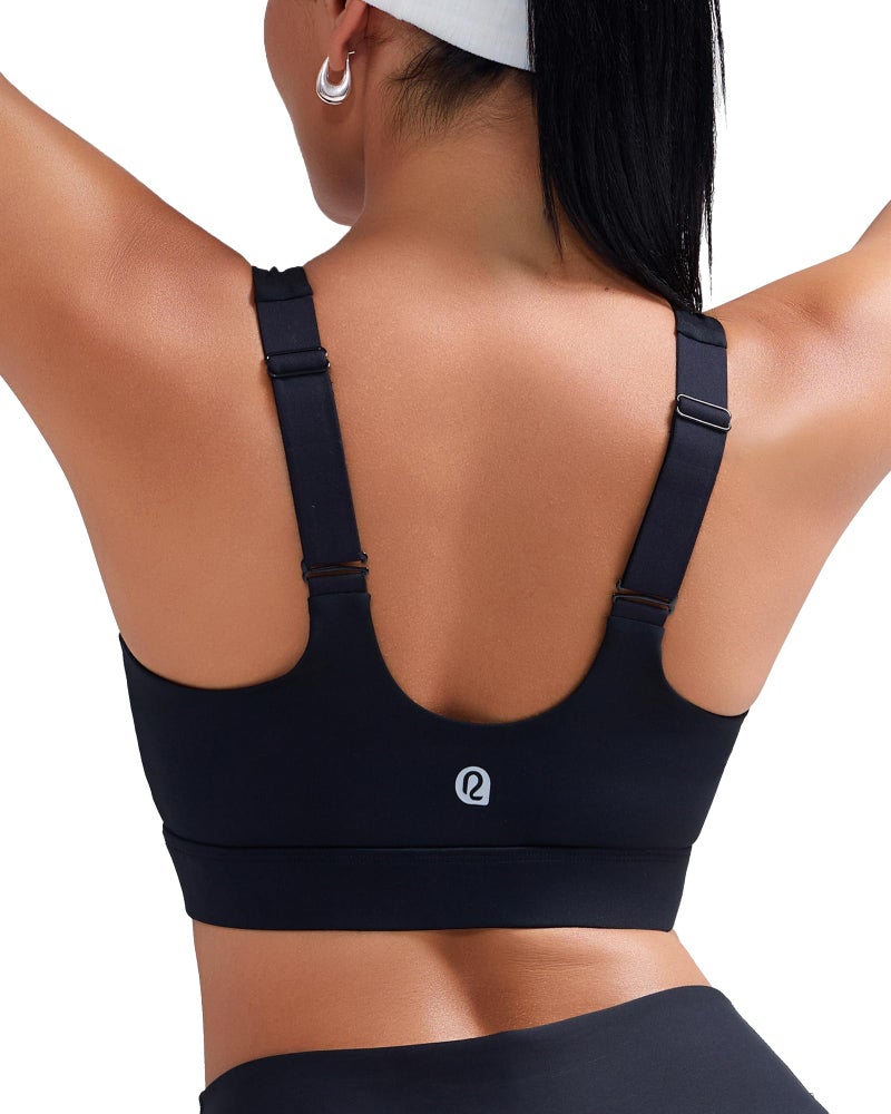 RUNNING GIRL Adjustable Straps High Impact Sports Bra for Women,High Support Workout Sports Bras with Sewn in Pads(WX3120 Black M) - Image 1