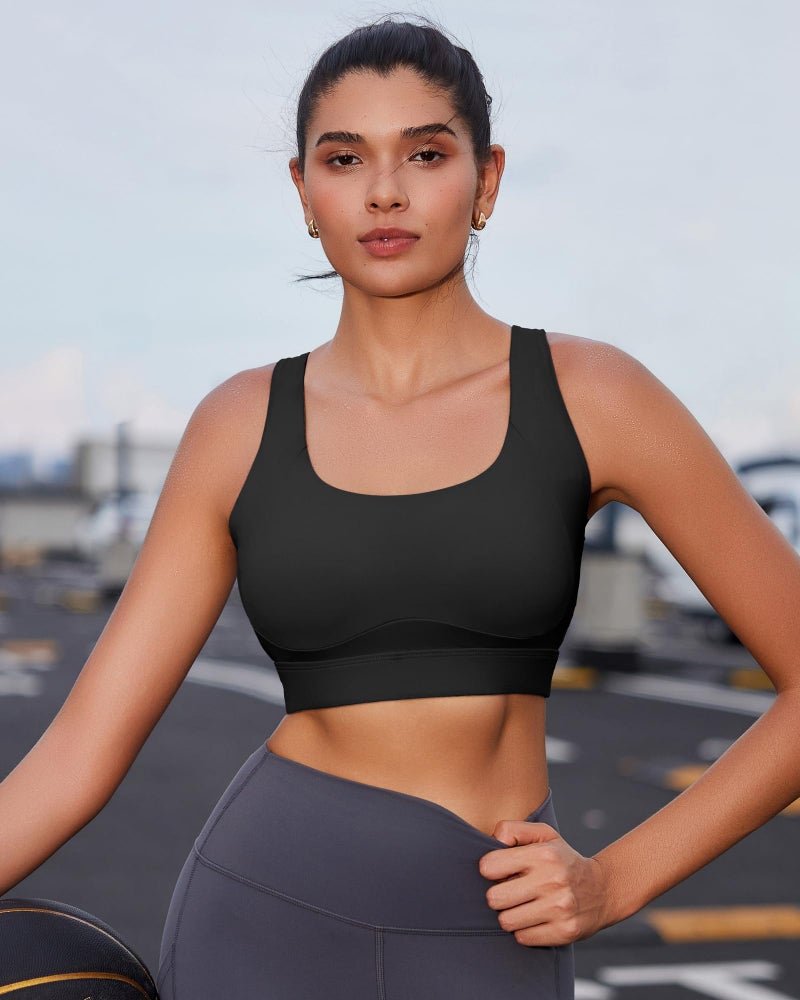 RUNNING GIRL Adjustable Straps High Impact Sports Bra for Women,High Support Workout Sports Bras with Sewn in Pads(WX3120 Black M) - Image 3