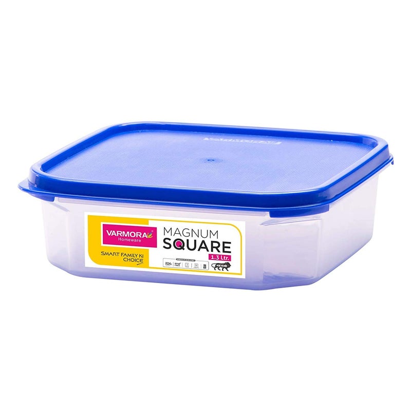 Varmora Magnum Square Plastic Container, 1.3 litres, Blue - Image 5