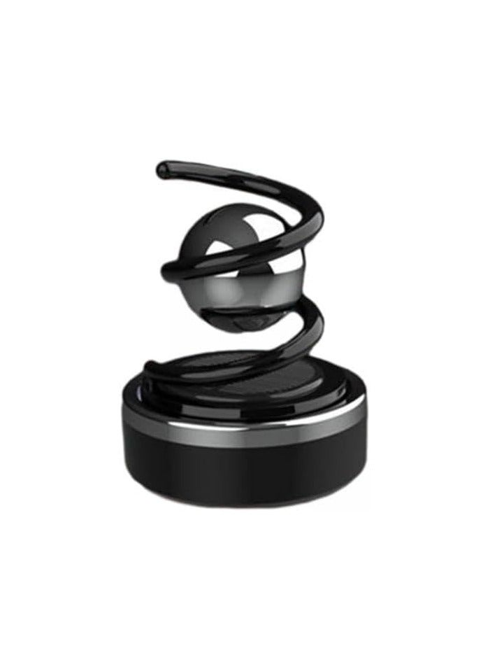 Solar-powered spiral-shaped car air freshener and car decoration, in black. - Image 1