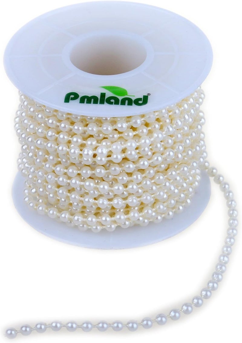 PMLAND Spools of 3mm Artificial White Pearls 25 Ft - Image 2