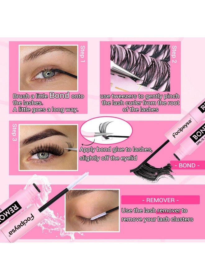 Focipeysa Eyelash Extension Kit D Curl Lash Clusters 280Pcs Diy Lash Extension Kit 40D Individual Lashes With Lash Bond And Remover Lash Applicator Diy Lashes Kit For Individual Eyelashes Beginners - Image 5
