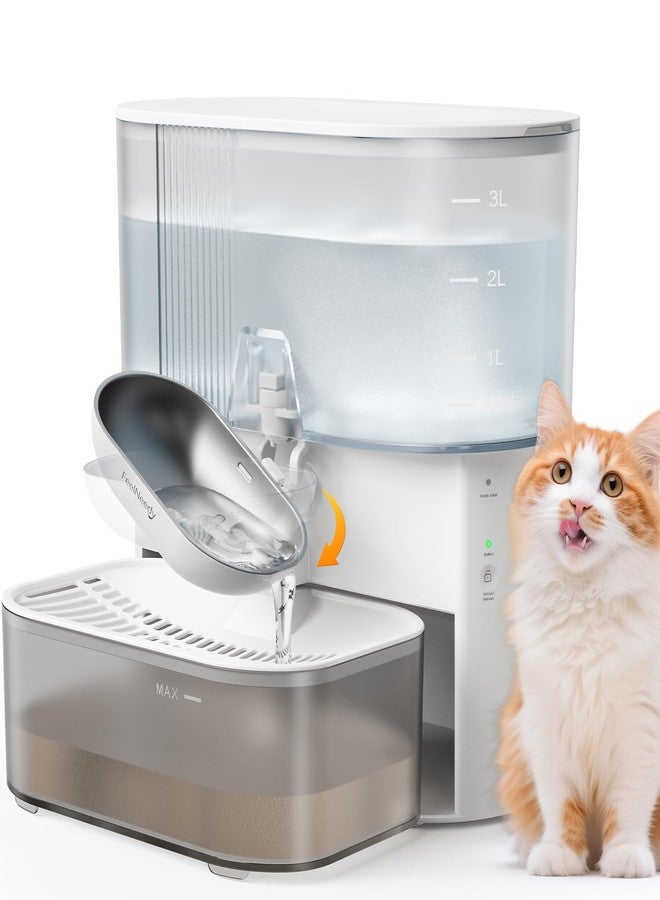 FEELNEEDY Wireless Cat Water Fountain No Filters, Wastewater Separation, FEELNEEDY Stainless Steel Bowl, 3.5L Pet Water Fountain for Cats & Dogs Dispenser, White - Image 1