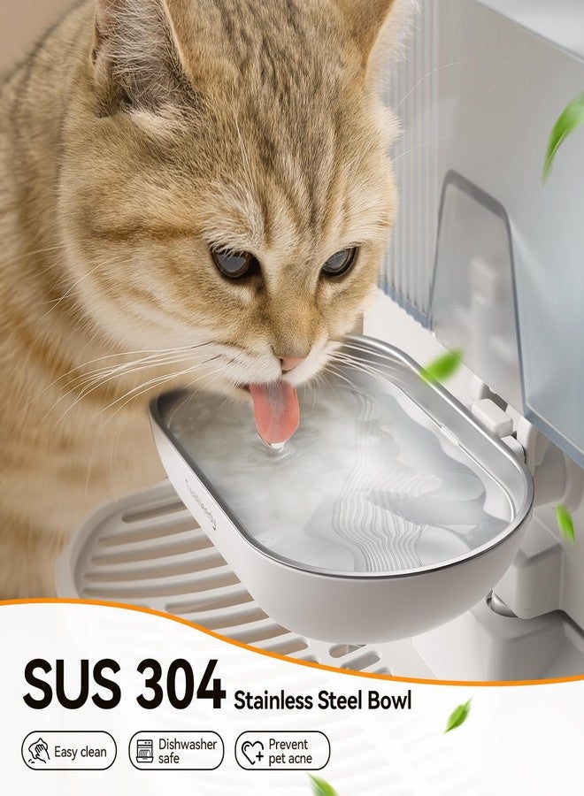 FEELNEEDY Wireless Cat Water Fountain No Filters, Wastewater Separation, FEELNEEDY Stainless Steel Bowl, 3.5L Pet Water Fountain for Cats & Dogs Dispenser, White - Image 4