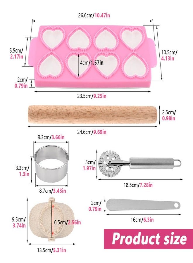 Yonderfume Ravioli Maker Press Ravioli Press Mold Set Heart Ravioli-Stamp Maker Cutter with Wood Rolling Pin, 2.6" Empanada Maker-Press Kit and Ravioli-Wheel, Ravioli-Stamp Making Tools - Image 3