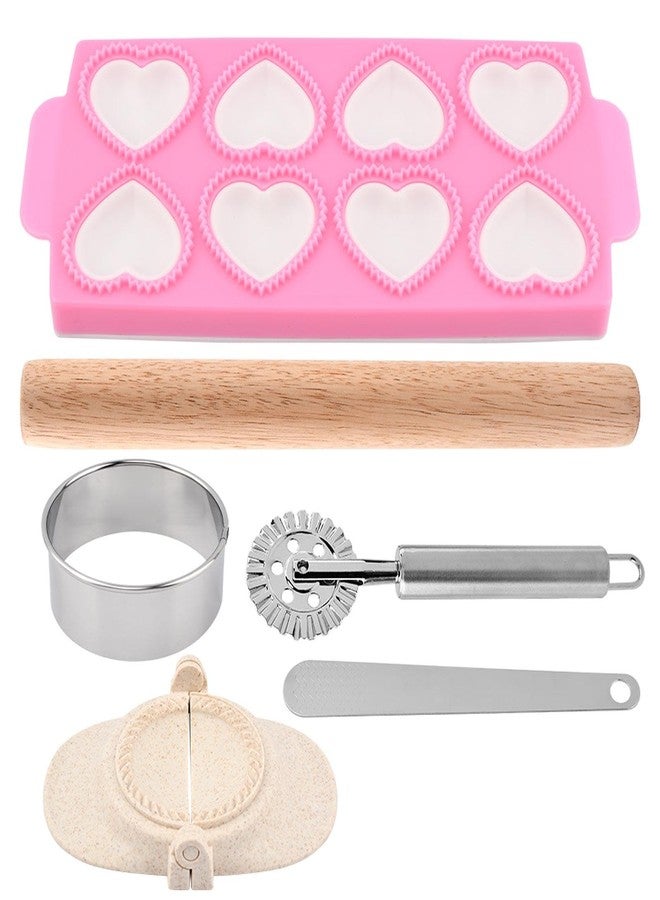 Yonderfume Ravioli Maker Press Ravioli Press Mold Set Heart Ravioli-Stamp Maker Cutter with Wood Rolling Pin, 2.6" Empanada Maker-Press Kit and Ravioli-Wheel, Ravioli-Stamp Making Tools - Image 2