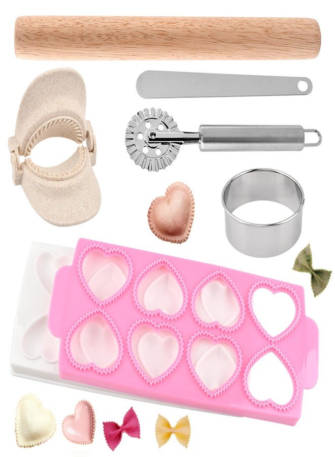 Yonderfume Ravioli Maker Press Ravioli Press Mold Set Heart Ravioli-Stamp Maker Cutter with Wood Rolling Pin, 2.6" Empanada Maker-Press Kit and Ravioli-Wheel, Ravioli-Stamp Making Tools - Image 4