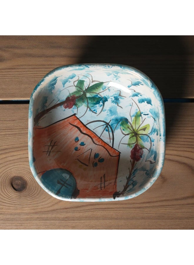 كلور زون بوتري بوله رسم يدوي من الفخار والخزف - آمنة في الفرن والميكروويف" يتحمل درجات الحراره المباشره وغير المباشره, شعله اوداخل الفرن - Image 2