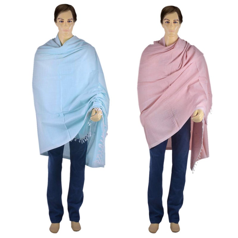 EthnicAlive NIC Bhagalpuri Handloom Organic 100 Pure Silk Blue and Brown Chadar Combo Pack - Image 3