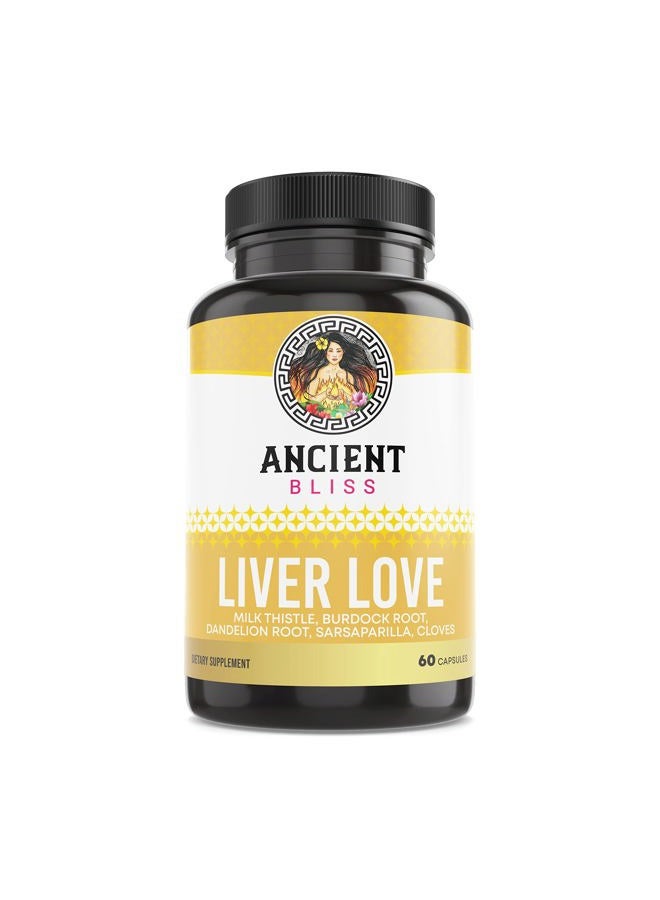 Ancient Bliss Liver Love - Liver Detox, Liver Cleanse Detox Repair, Liver Support, Liver Supplement, Milk Thistle Liver Detox, Everyday Liver Vitamins for Women and Men (60 Capsules) - Image 1