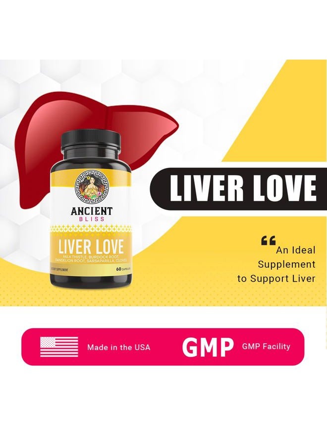 Ancient Bliss Liver Love - Liver Detox, Liver Cleanse Detox Repair, Liver Support, Liver Supplement, Milk Thistle Liver Detox, Everyday Liver Vitamins for Women and Men (60 Capsules) - Image 2