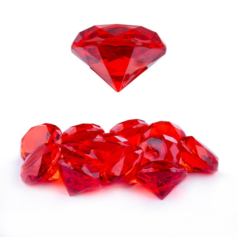 Niceup 26PCS Red Fake Diamonds Big Gem Toys 15in Pool Diving Gems Acrylic Plastic Gemstones for Kids Party Dcor Jewels Treasure Hunt Hiding Sensory Bin Filler Toys Craft Supplies - Image 3