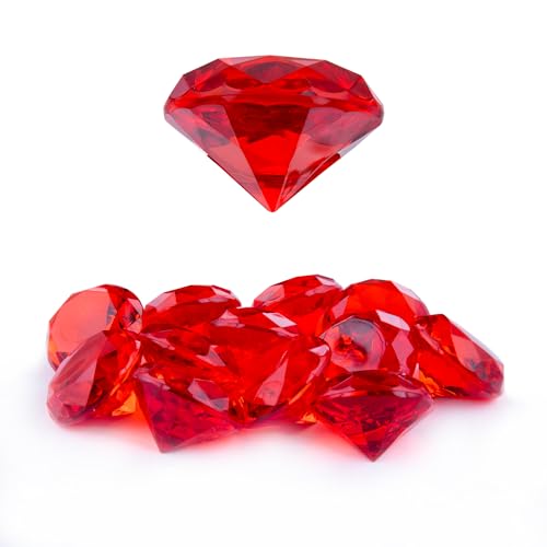 Niceup 26PCS Red Fake Diamonds Big Gem Toys 15in Pool Diving Gems Acrylic Plastic Gemstones for Kids Party Dcor Jewels Treasure Hunt Hiding Sensory Bin Filler Toys Craft Supplies - Image 1