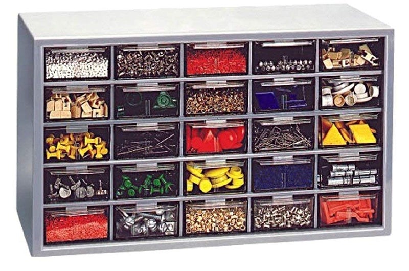Bilvina 25 Component Organiser with 25 Drawers High Impact Polystyrene Pack of 1 Grey - Image 1
