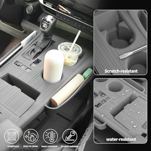 Arcoche Center Console Cover with Organize for Toyota Sienna 2021-2026 Central Control Gear Shift Panel Trim Cover Silicone Panel Frame(Gray) - Image 4