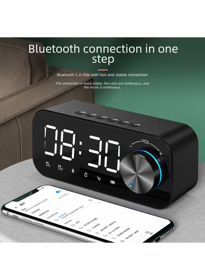 Neutral New Heavy Subwoofer Mini Bluetooth Speaker Card Dual Alarm Clock Applet Wireless Gift Bluetooth Stereo - Image 2