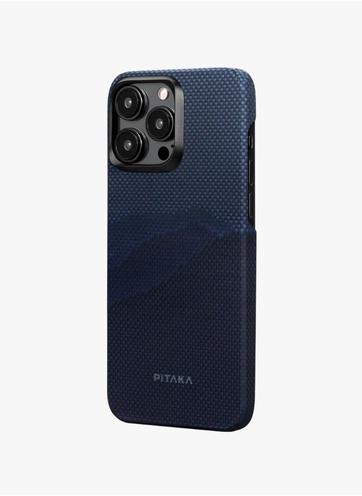 PITAKA iPhone15 Pro Case 6.1inch MagEZ Back Cover 4 / Raised Metal Lip for Camera Protection / 3D Grip Textured / MagSafe Compatible - Over the horizon  - Image 2