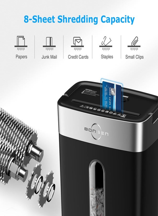 BONSEN Shredder for Home Office, 8-Sheet Crosscut Credit Card Shredder, Small Paper Shredder for Home Use with 4 Gallons Wastebasket, High Security Level P-4, ETL Certification (S3101) - Image 4