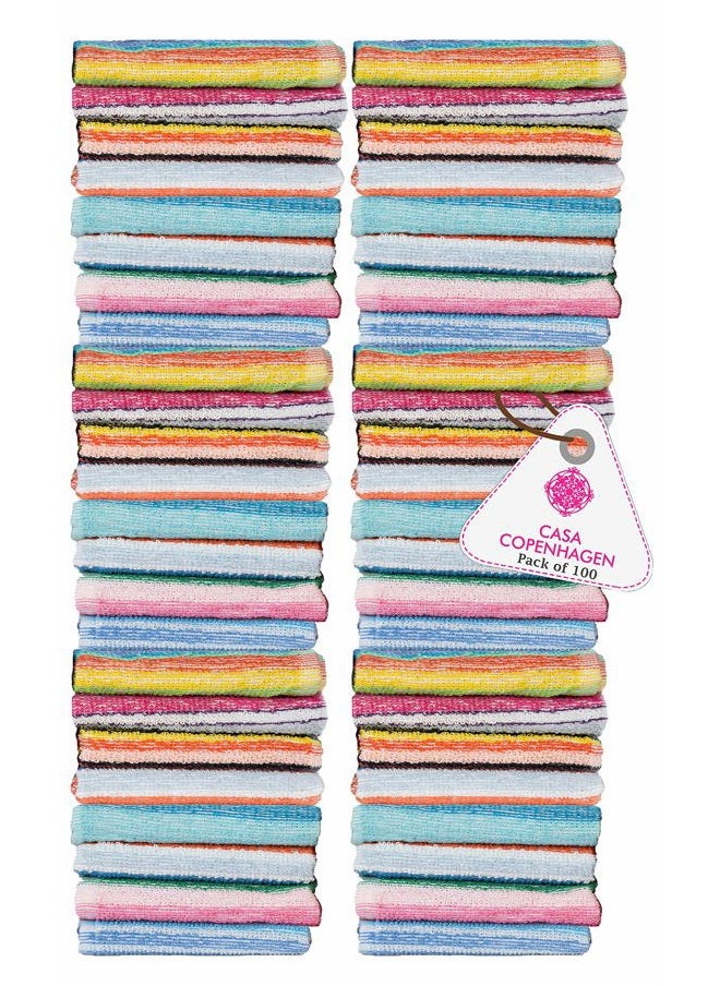 CASA COPENHAGEN Basics 100 Pack Solid Towel White Premium Wash Cloth Towels- White Face Towels  - Image 1