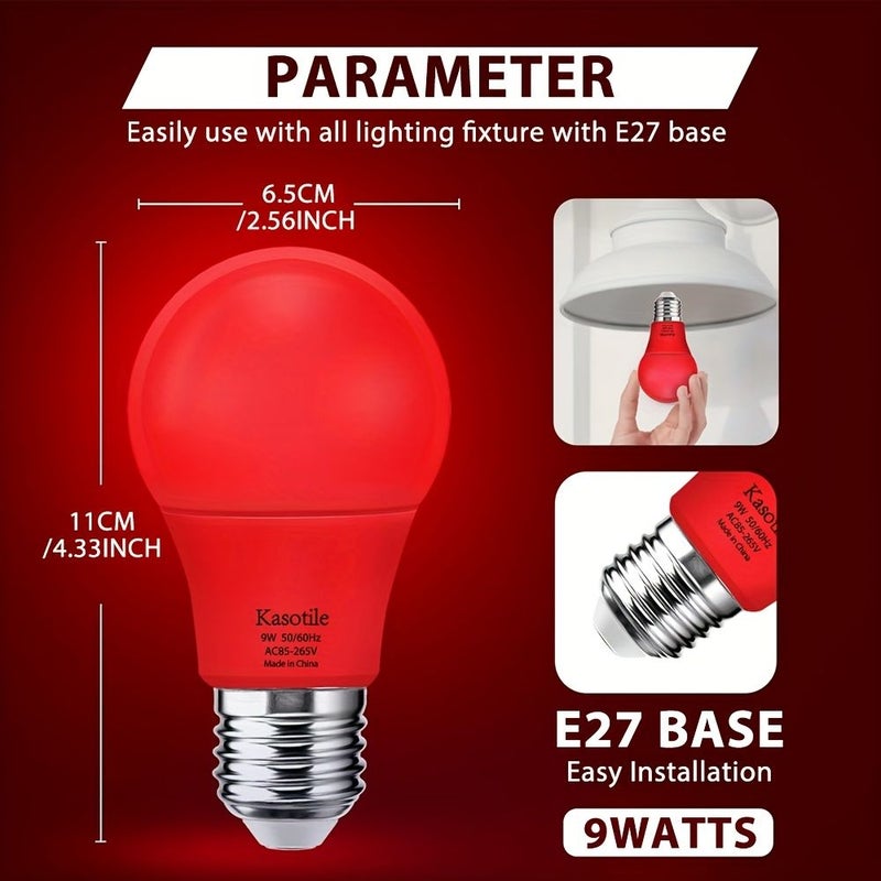 Kasotile A19 LED Color Bulb Red 2 Pack Non Dimmable E26 E27 Standard Base for Indoor Christmas Decoration Parties Holidays Events Home Lighting - Image 5