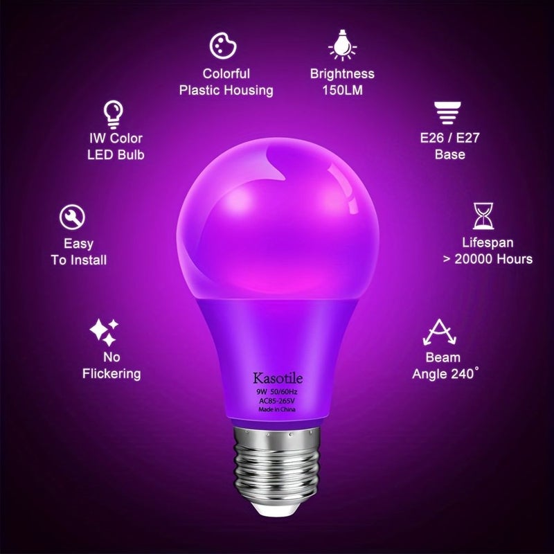 Kasotile A19 LED Color Bulb Red 2 Pack Non Dimmable E26 E27 Standard Base for Indoor Christmas Decoration Parties Holidays Events Home Lighting - Image 3