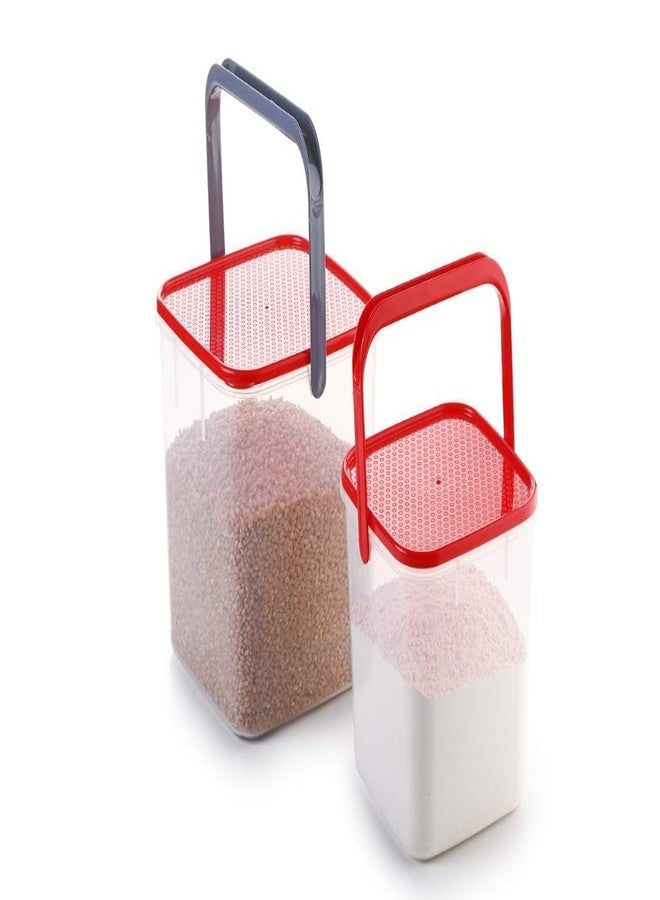 DVIJISHA Plastic Square Kitchen Storage Container square for Rice, Flour, Food Grain, Kitchen Storage air Tight Container with Handle Pack Food Storage Jar Box-2pcs Combo (5kg/3kg) (Multi color) - Image 2