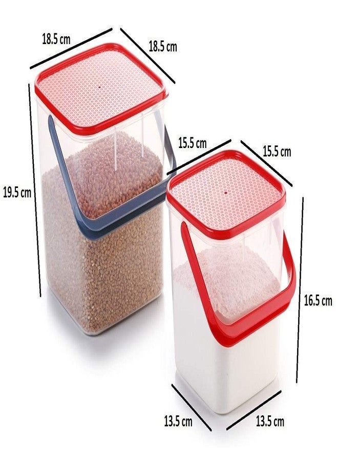 DVIJISHA Plastic Square Kitchen Storage Container square for Rice, Flour, Food Grain, Kitchen Storage air Tight Container with Handle Pack Food Storage Jar Box-2pcs Combo (5kg/3kg) (Multi color) - Image 4