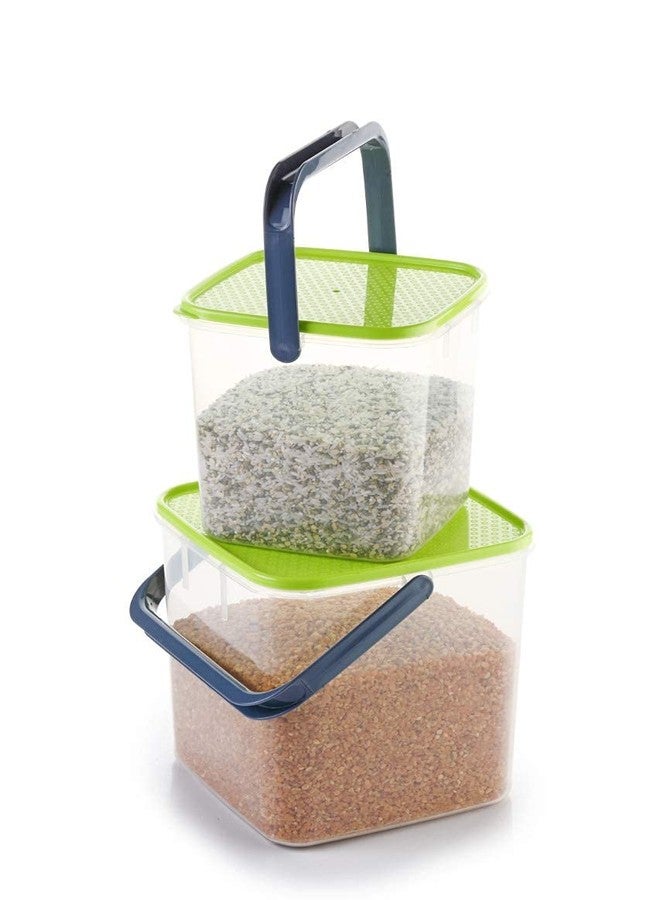 DVIJISHA Plastic Square Kitchen Storage Container square for Rice, Flour, Food Grain, Kitchen Storage air Tight Container with Handle Pack Food Storage Jar Box-2pcs Combo (5kg/3kg) (Multi color) - Image 1