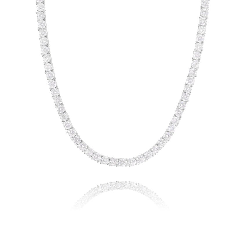 Lulu Mel Tennis Necklace for Women Men 304050mm Gold Plated Classic silver Tennis Chain Choker Necklace 1624 Inches Iced Out 5A Cubic Zirconia Stones Diamond Chain Lady Fashion Dainty Jewelry 18 Inch 4mm Silver - Image 2