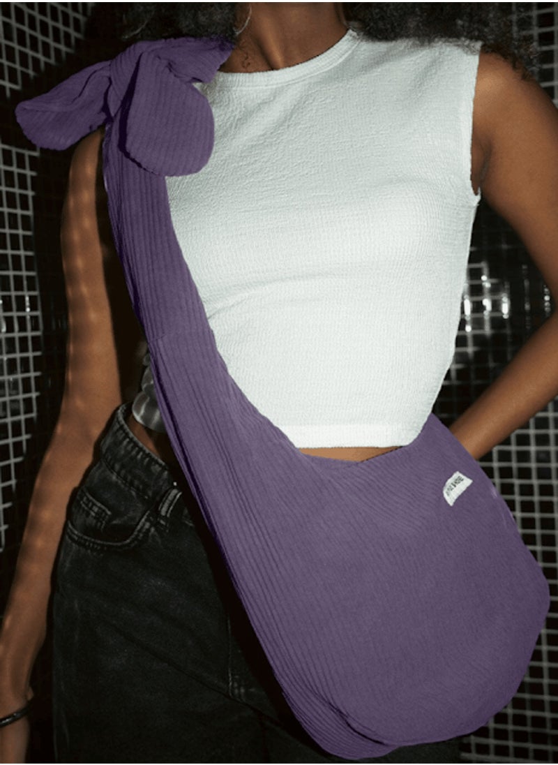 In Your Shoe Lilac Corduroy Bow Bag  - Image 2
