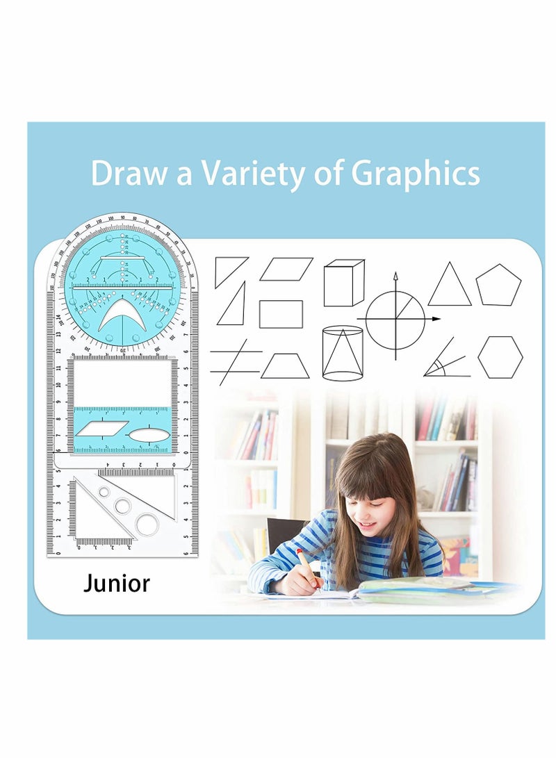 KASTWAVE Drawing Ruler, New Multifunctional Geometric Ruler Drawing Template Measuring Tool Plastic Draft Rulers for School Office Supplies for Studying, Designing and Building, Junior High School Edition  - Image 5