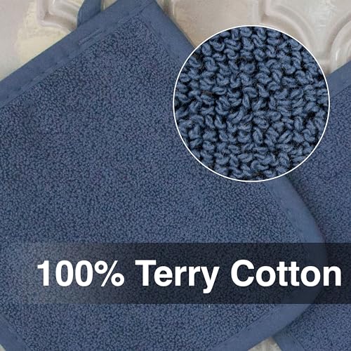 RITZ Terry Potholder & Hot Pad: Unparalleled Heat Resistant, Durable 100% Cotton – Ergonomically Designed for Optimal Grip – Easy-Care Machine Washable – 4-Pack, Federal Blue - Image 2