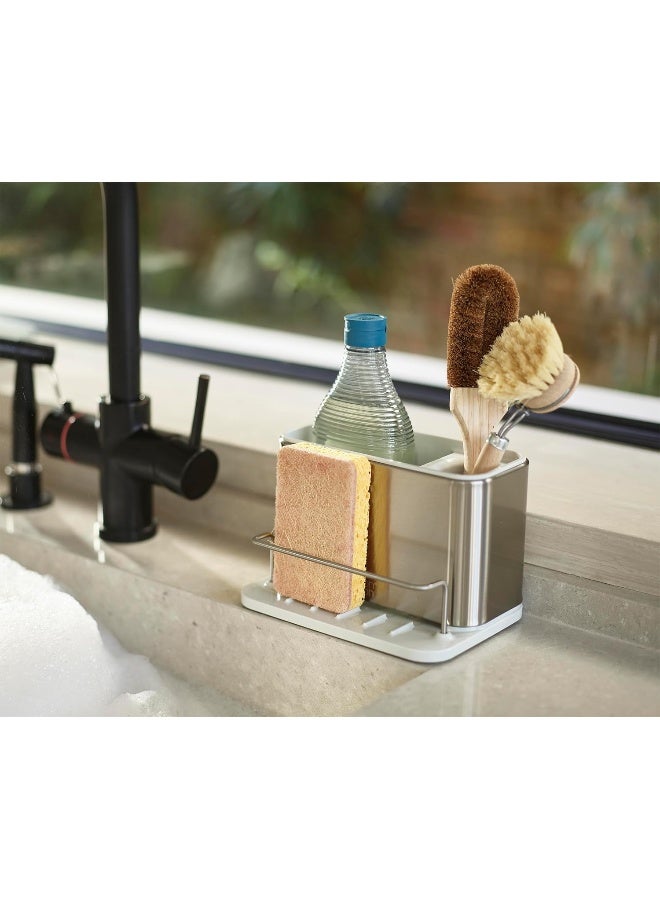 Joseph Joseph حامل أدوات المطبخ من جوزيف جوزيف سرفس، حامل أدوات مع إسفنجة، فرشاة وحامل منظف، فولاذ مقاوم للصدأ/حجر - Image 4