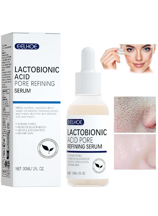 EELHOE Lactobionic Acid Pore Refining Serum, Lactobionic Acid, Pores Tightening Serum, Vegan Pore Minimizer For Men And Women Regardless Of Age, 30ML  - Image 1