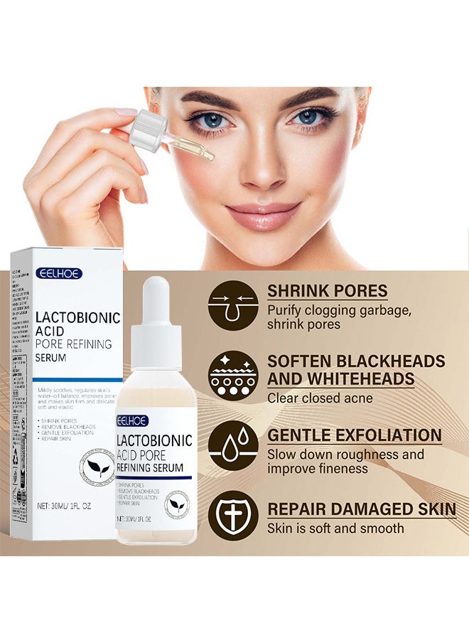 EELHOE Lactobionic Acid Pore Refining Serum, Lactobionic Acid, Pores Tightening Serum, Vegan Pore Minimizer For Men And Women Regardless Of Age, 30ML  - Image 4