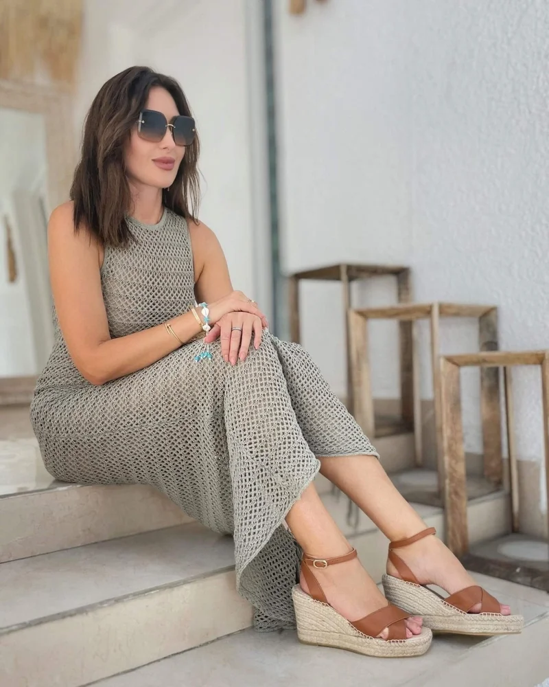 SHOEQ Tan Lucia Espadrille Wedge for Women | Best Price UAE