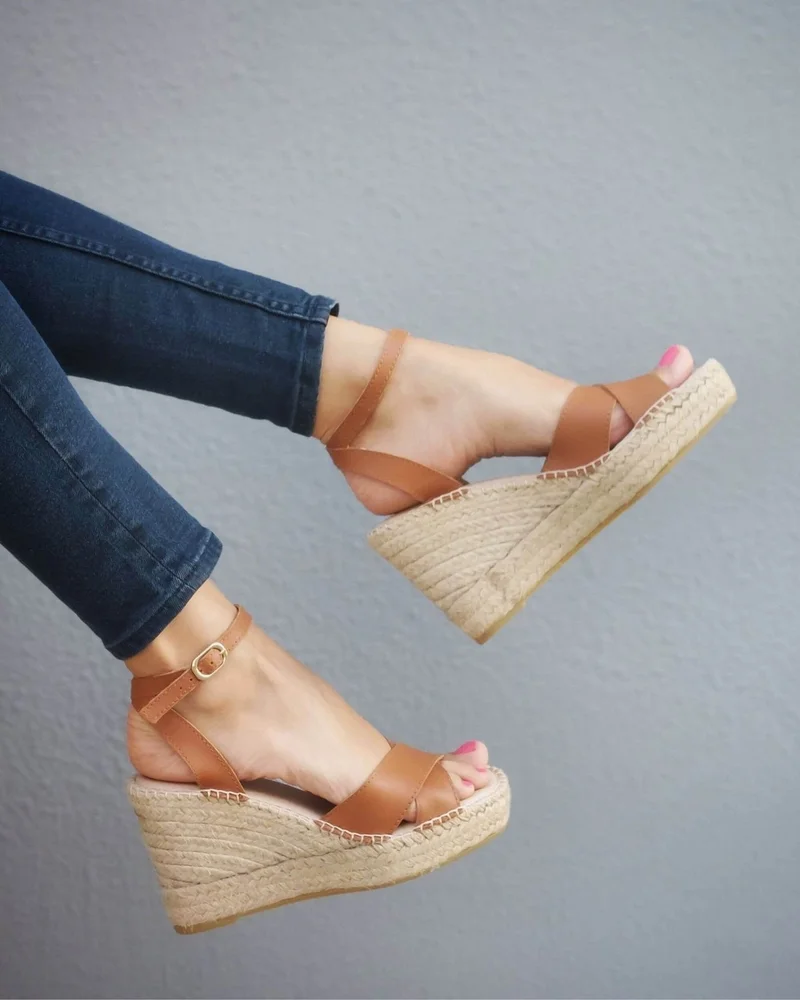 SHOEQ Tan Lucia Espadrille Wedge for Women | Best Price UAE