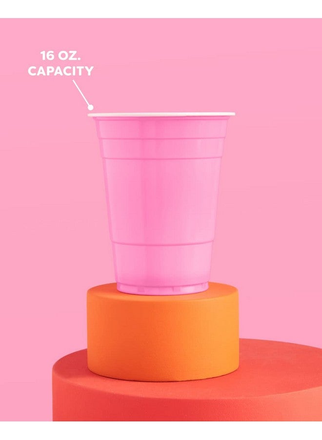 xo, Fetti Party Decorations Pink Plastic Cups - 50 Matte Disposable 16 oz Cups | Bachelorette Party, Birthday Party, Party Favors, Baby Shower Supplies - Image 3