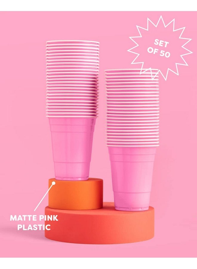 xo, Fetti Party Decorations Pink Plastic Cups - 50 Matte Disposable 16 oz Cups | Bachelorette Party, Birthday Party, Party Favors, Baby Shower Supplies - Image 2