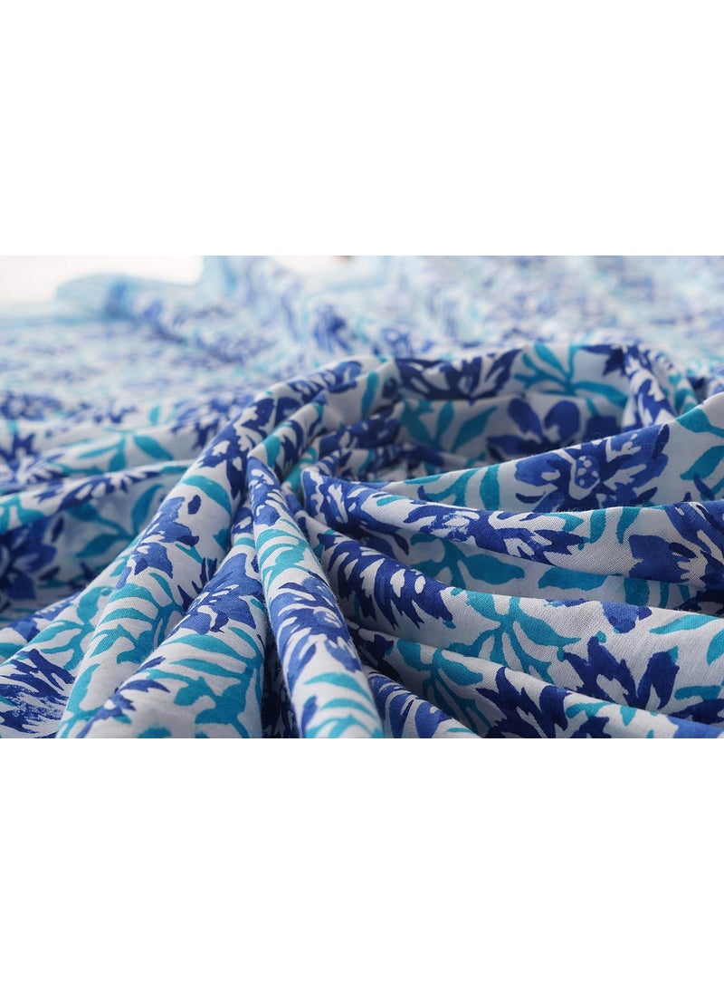 GK Textiles GK Textiles Jaipuri Hand Block Mughal Bagh Print Cotton 180 TC King Bedsheet with 2 Pillow Cover Blue King  - Image 3