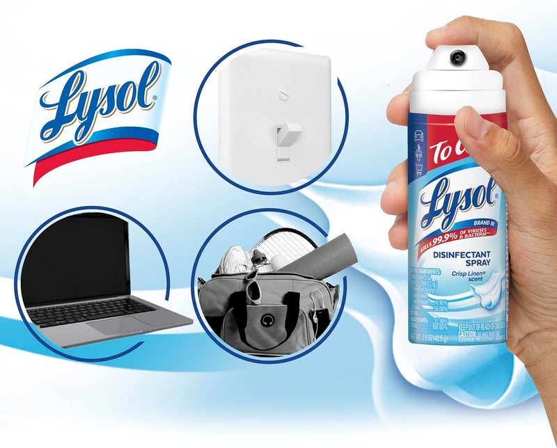 Lysol Disinfectant Spray To Go, Crisp Linen, 1.5 Ounce (Pack of 3) - Image 4