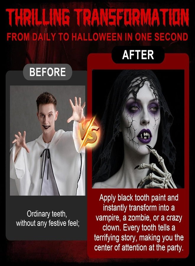 SeunKieer White Tooth Paint Black Teeth paint, Professional Instant Bright White & Black Out Makeup Tooth FX -Perfect for Vampiric Tooth Costume, Cosplay, Halloween Makeup, Theater, and Special Effects - Image 4