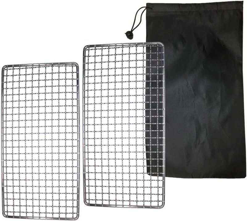 ZipSeven Camping Bushcraft Backpacker Grill Welded Stainless Steel Campfire Cooking Grate High Strength Outdoor Mesh Gear for Camping, Hiking, and Backpacking Family 2-Pack - Image 1