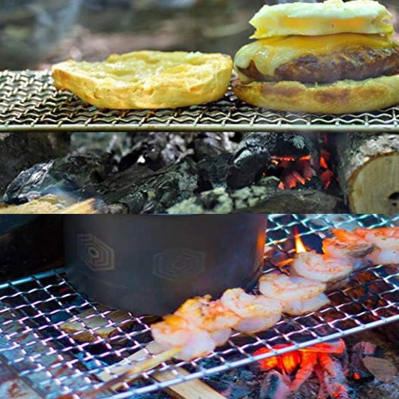 ZipSeven Camping Bushcraft Backpacker Grill Welded Stainless Steel Campfire Cooking Grate High Strength Outdoor Mesh Gear for Camping, Hiking, and Backpacking Family 2-Pack - Image 2