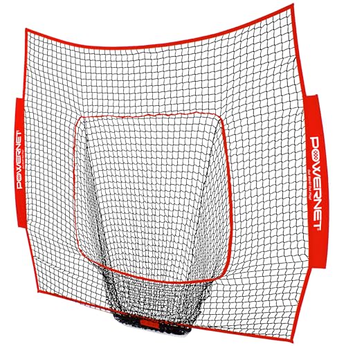 PowerNet Baseball & Softball 7x7 FT Net Replacement, Durable Baseball Screens for Batting & Pitching, Heavy Duty Knotless Netting in Team Colors, NET ONLY (Red) - Image 1
