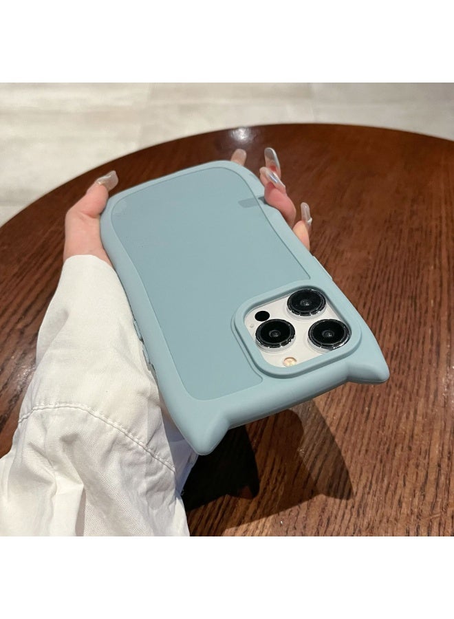 NIBEMINENT Cat Ears Protective TPU Case Cover For iPhone 15 Plus, New Blue - Image 2